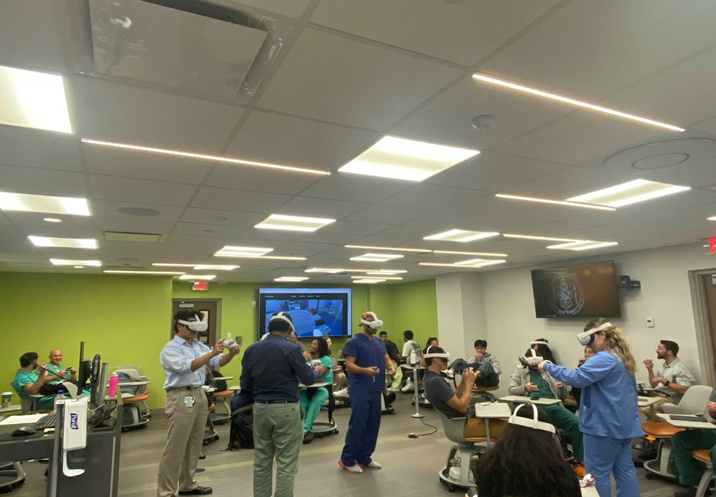 University of Miami Medicine as a Profession classroom with students using XR headsets