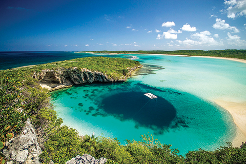 Dean's Blue Hole, located in a bay west of Clarence Town on Long Island, Bahamas