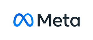 Meta log (Meta--upper case M and lower case eta in a sans serif font in black followed by a blue infinity sign)