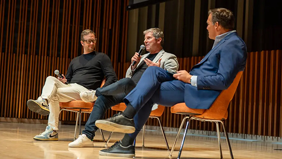 Kyle Laughlin and Bruce Vaughn from Walk Disney Imagineering chat with Thomas Merrick at Miami XR 2026